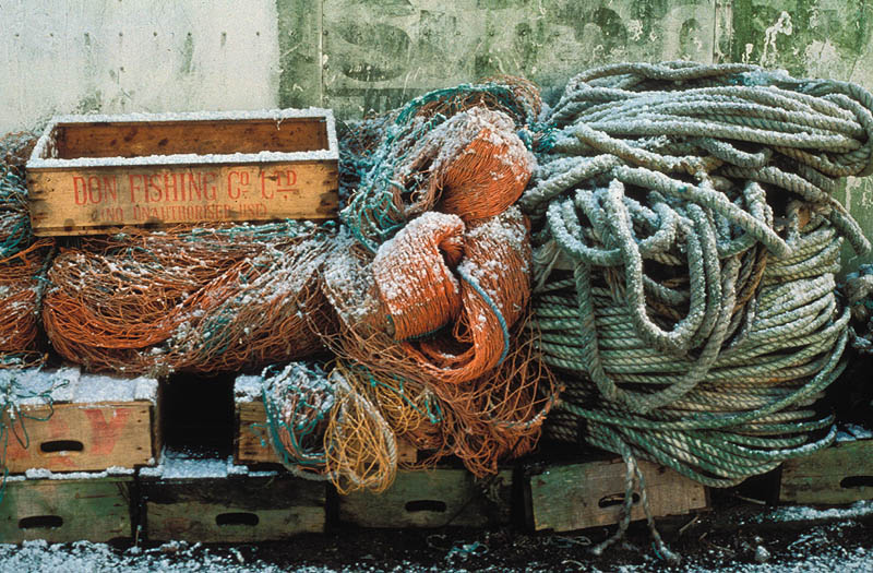 pile of fishing ropes and nets