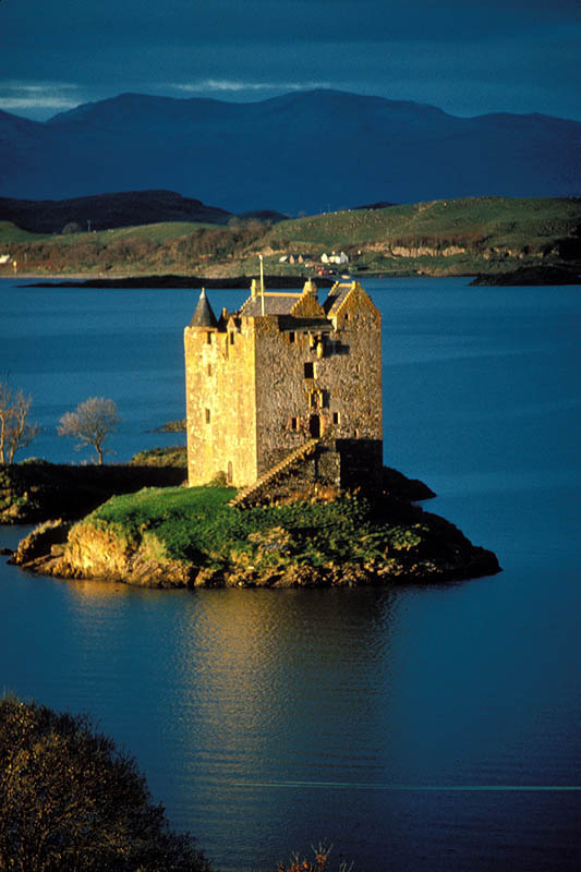 Castle Stalker in the middle of a lake